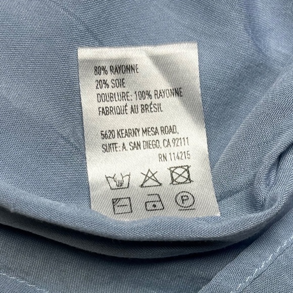 ViX Paula Hermanny Ciara Midi Dress Size 38-4 Blue Shirred Sleeve Resort Swim - Picture 9 of 10